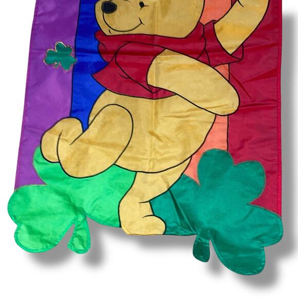 Vintage Disney Winnie the Pooh Garden Flag St Patricks Day Rainbow 27" x 44" - Picture 4 of 13